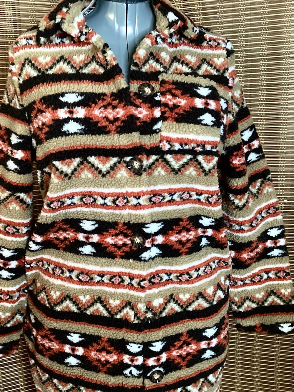 Z Avenue USA NWT Sherpa Southwestern Aztec Long Coat Jacket S